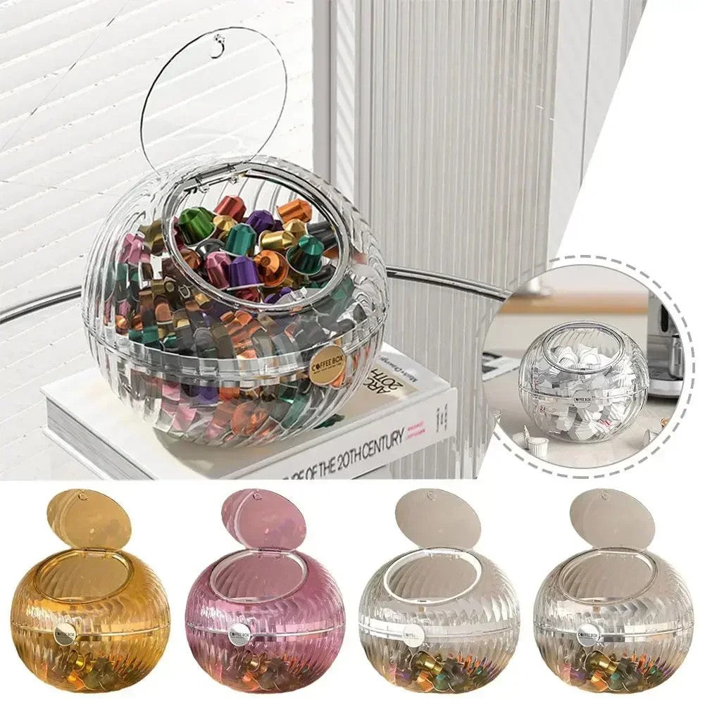 Transparent Spherical Coffee Capsules Storage Box Large Desktop