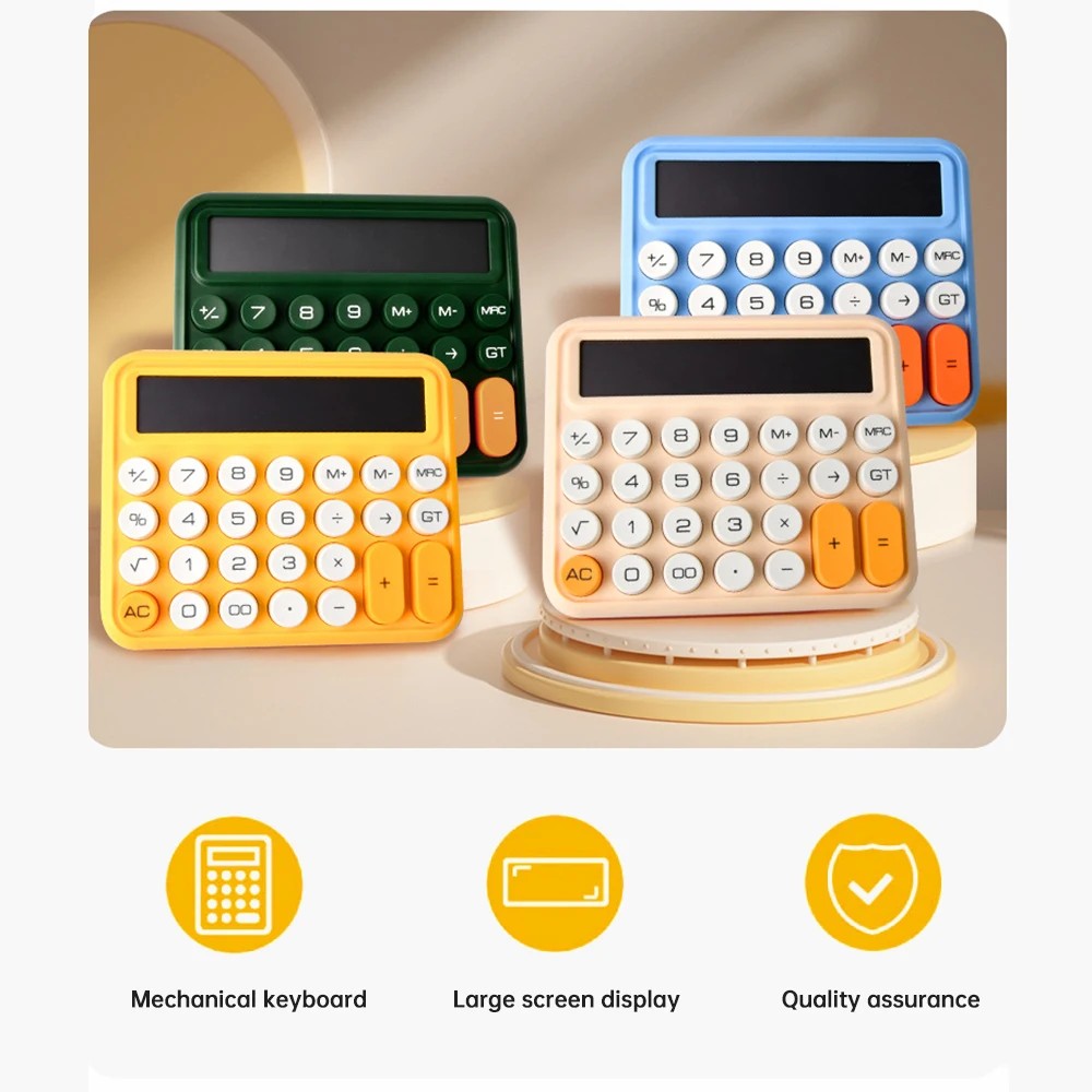 K3KE Mechanical Switch Calculator 12 Digit Large LCD Display