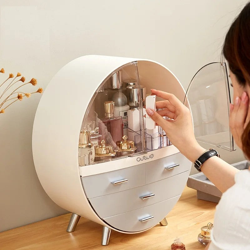 Makeup Organizer Brush Holder Cosmetic Storage Box with Dust Free Cover Portable Waterproof Lid Dust Proof Drawers for Lipstick