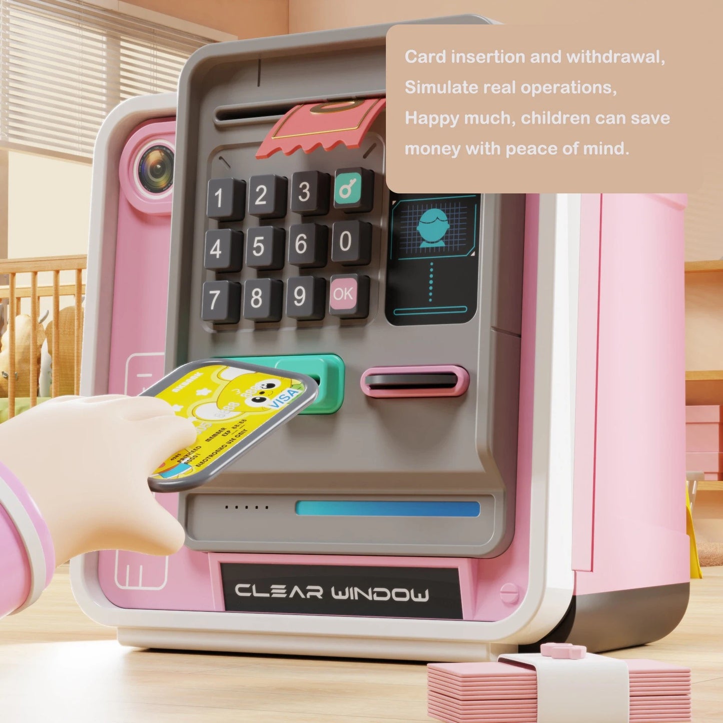 New ATM Machine Safe Box Money Bank Electronic Piggy Bank Automatic Code Key Lock