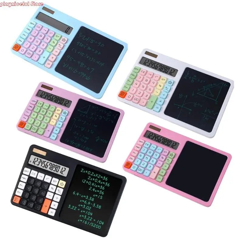 E8BA 12 Digit Solar Calculator Double Power Supply With LCD Writing Board