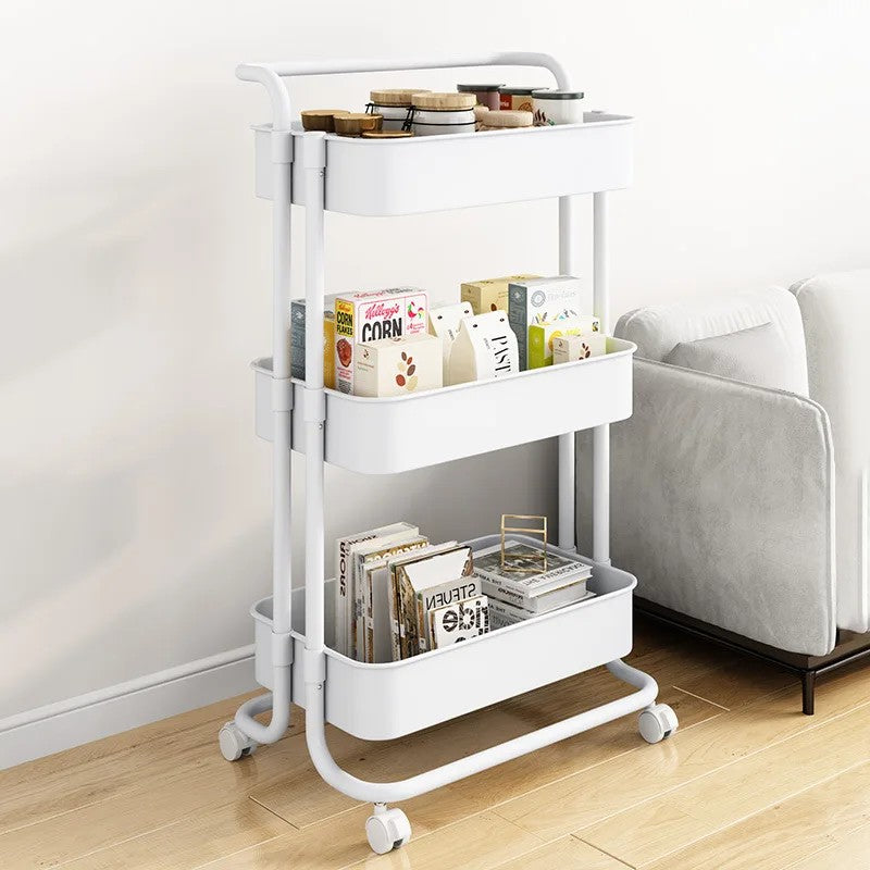 3 Tier Clear Storage Cart with Wheels - Multifunctional Rolling Organizer trolley