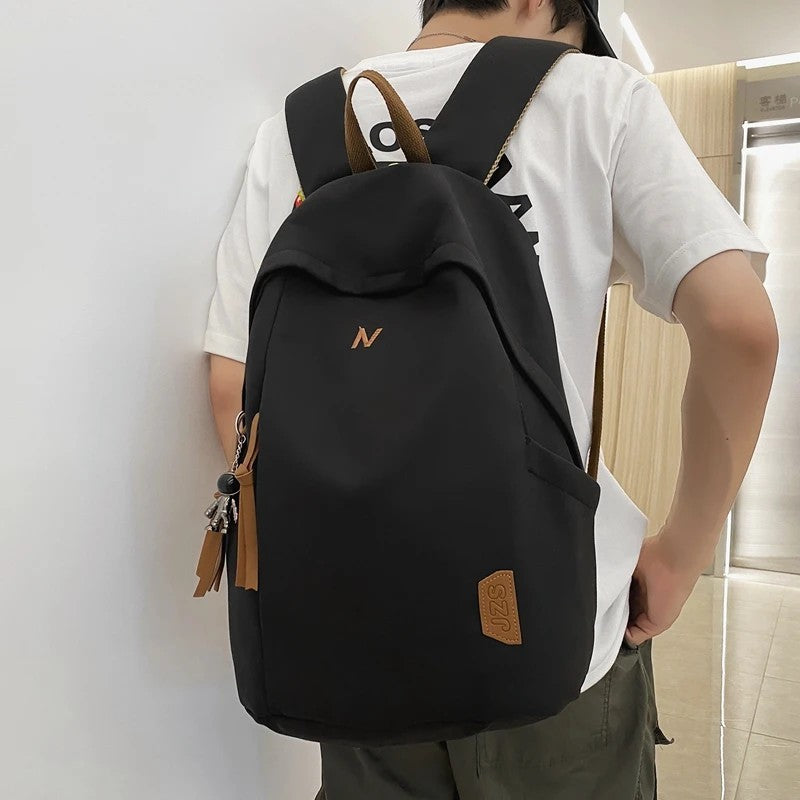 Fashion Man & Women's Nylon Cloth Solid Color Student Schoolbag
