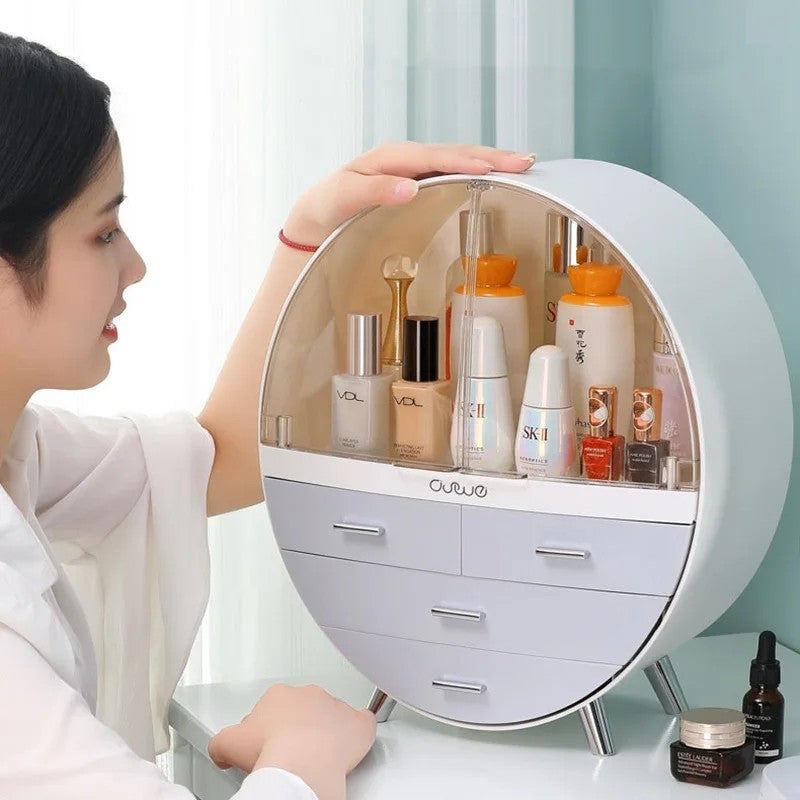 Makeup Organizer Brush Holder Cosmetic Storage Box with Dust Free Cover Portable Waterproof Lid Dust Proof Drawers for Lipstick