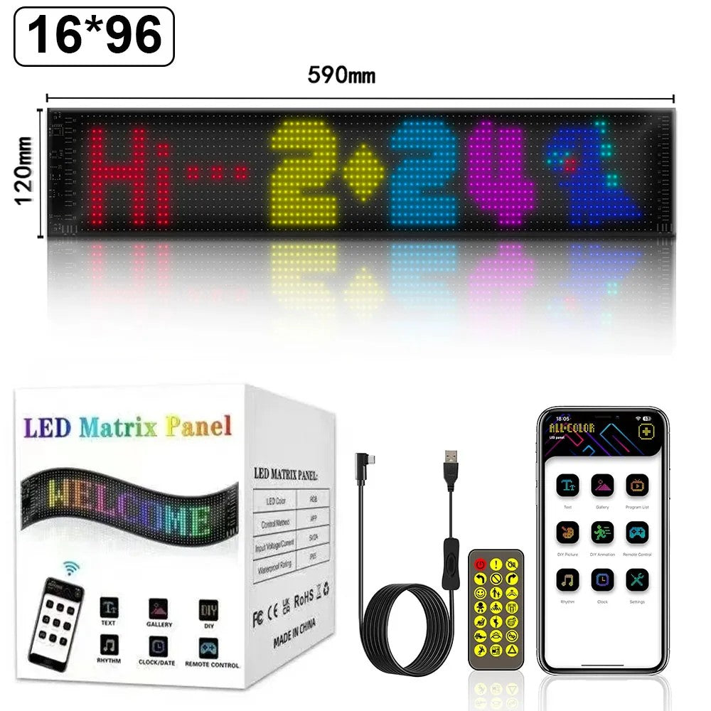 Devil Eye LED Matrix Pixel Panel Display Screen Flexible RGB Car Graffiti Scrolling Text Animation Shop Reminder Light Bluetooth