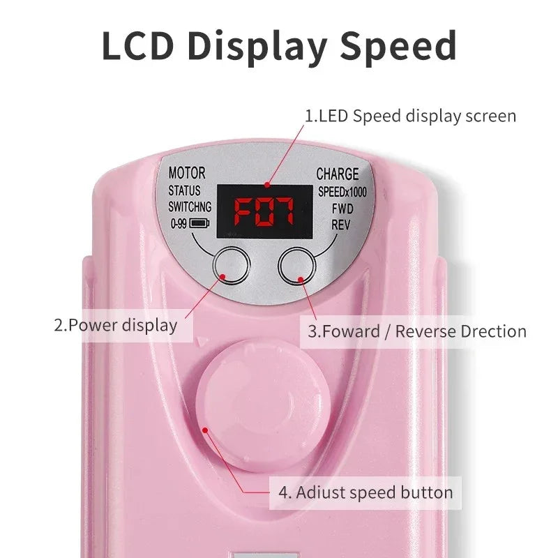 Electric Nail Drill Machine - Gel Motor Sander Polisher Grinder File Limer Toenail Professional Manicure Pedicure Machine