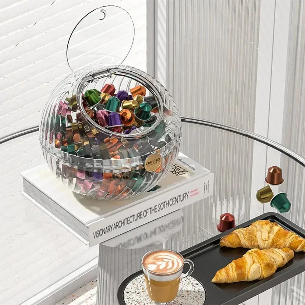 Transparent Spherical Coffee Capsules Storage Box Large Desktop