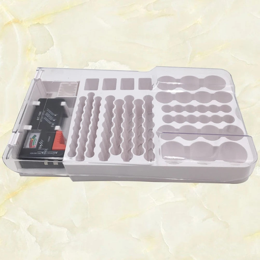 Battery Storage Organiser Holder with Tester Holds 93 Batteries Battery Caddy Rack