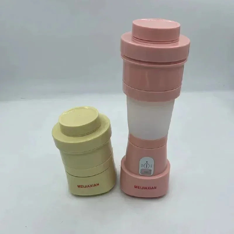 Pink and beige MEIJAXIAN portable portable blenders on white background