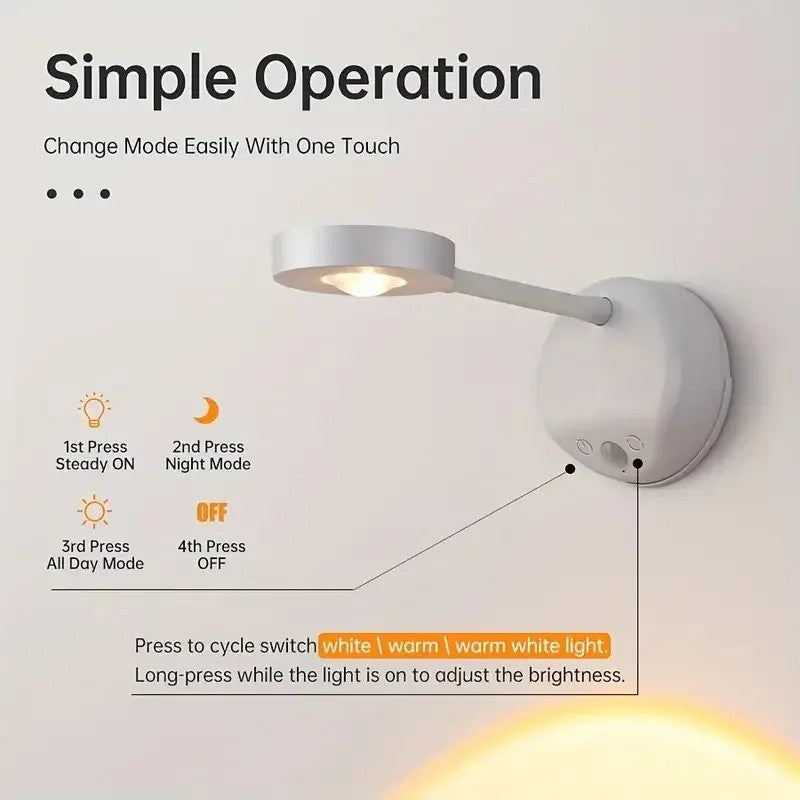 LED Motion Sensor Night Light Wireless USB Rechargeable with Remote Magnetic Wall Mount Indoor Lighting for Bedroom Hallway