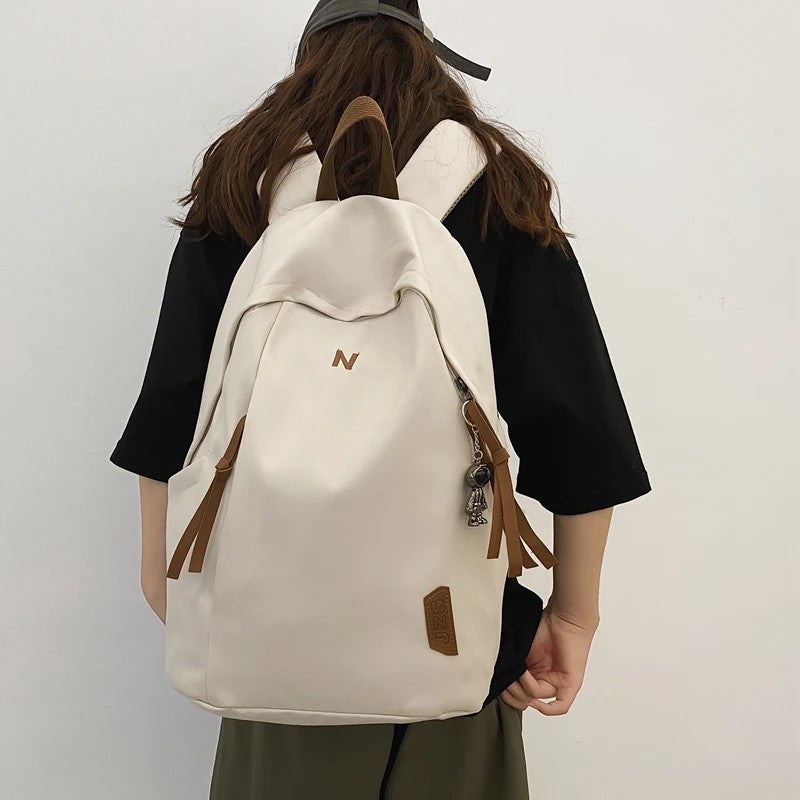 Fashion Man & Women's Nylon Cloth Solid Color Student Schoolbag