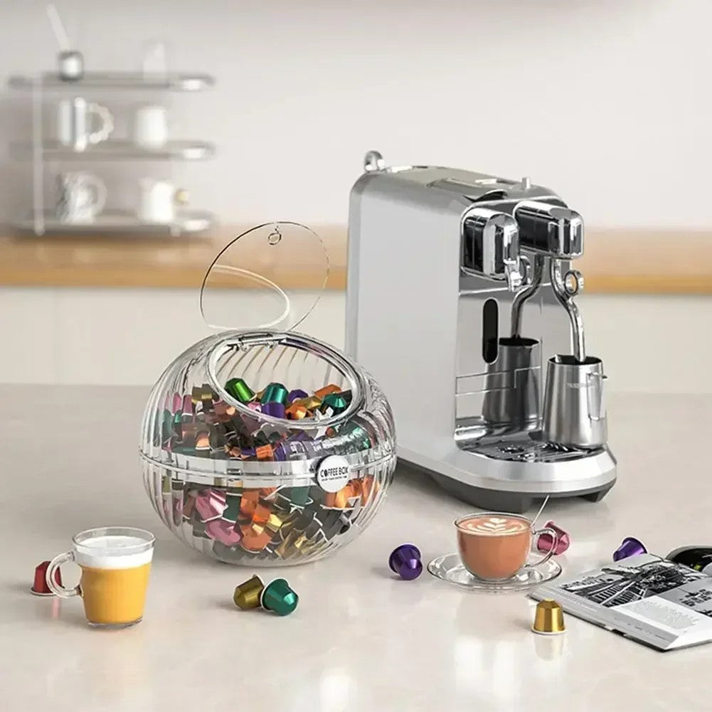 Transparent Spherical Coffee Capsules Storage Box Large Desktop