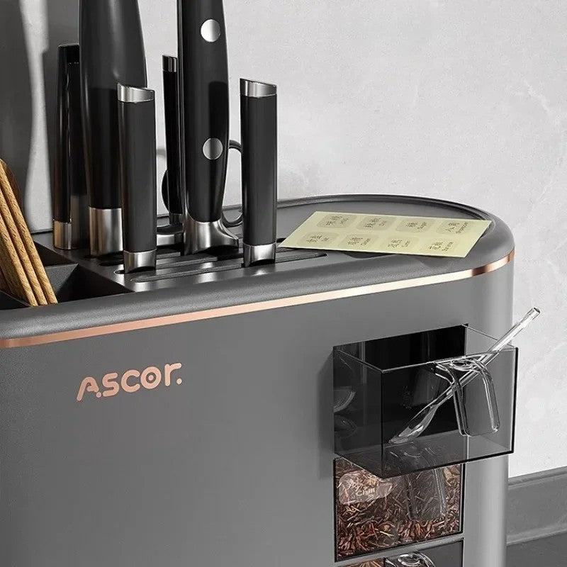 Multi-purpose Knife Chopsticks Holder with Seasoning Box Kitchen Plastic Utensil Drying Rack Spoon Fork Cutlery Storage Cylinder