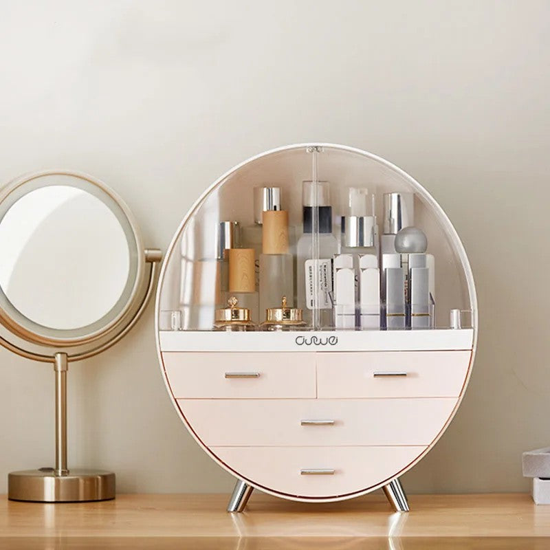 Makeup Organizer Brush Holder Cosmetic Storage Box with Dust Free Cover Portable Waterproof Lid Dust Proof Drawers for Lipstick