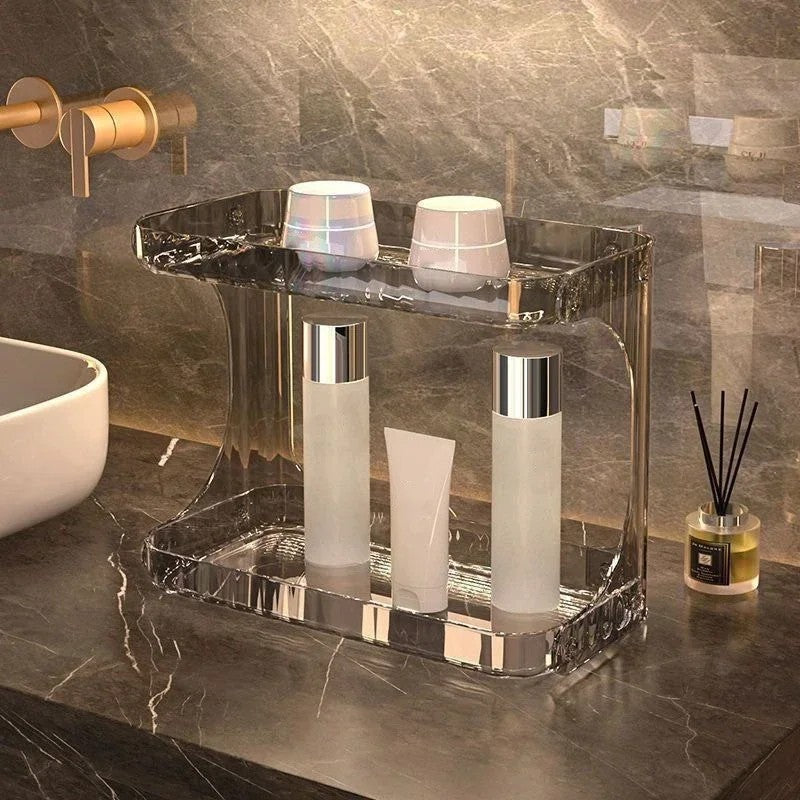 Bathroom Storage Rack Toilet Double Layer Cosmetics Storage Box Washstand Organizer Desktop Shelf Rack bathroom accessories