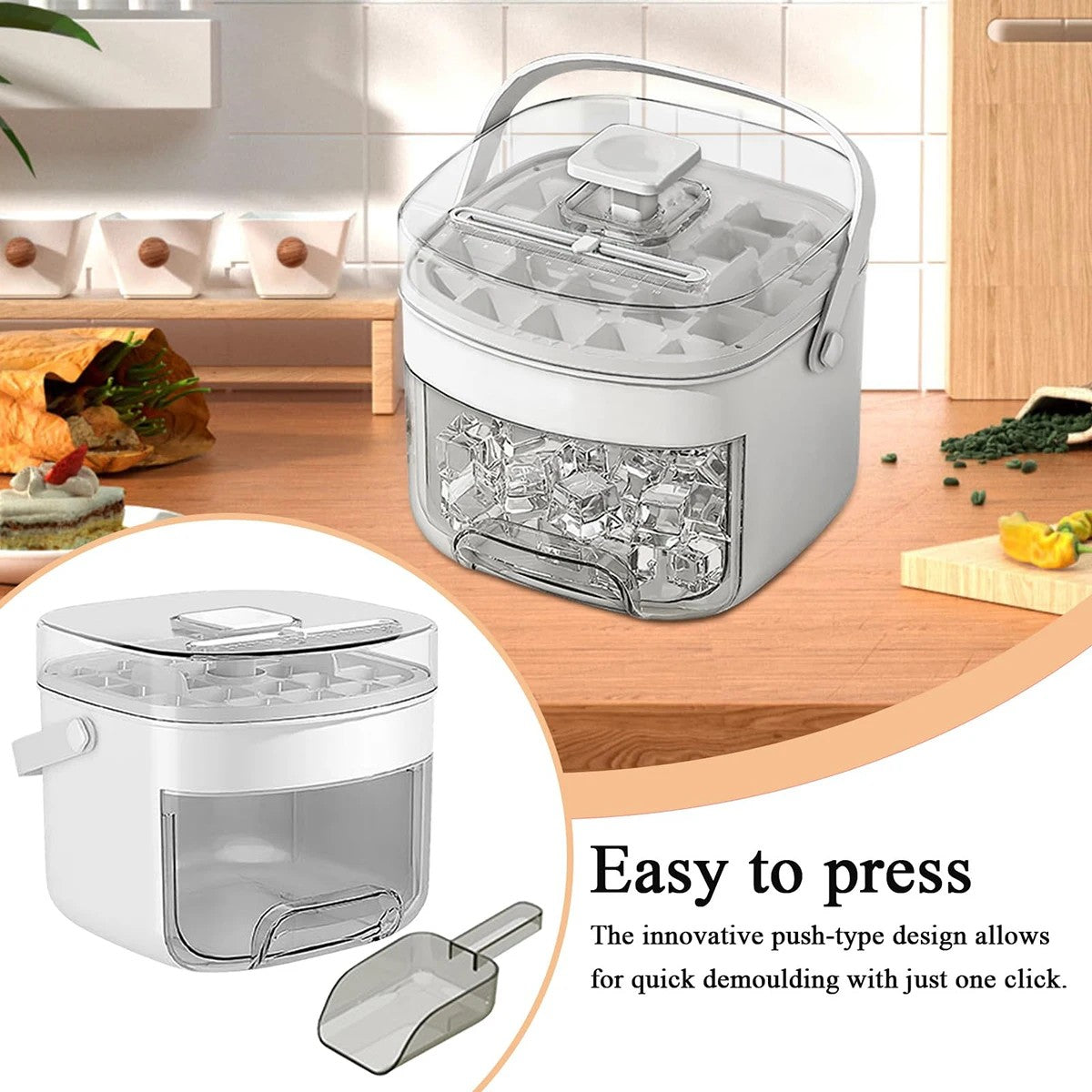 Ice Freezer Tray,Chilling Cube Maker Bin | Large Capacity Ice Making Supplies