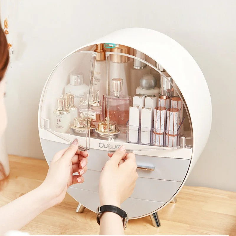 Makeup Organizer Brush Holder Cosmetic Storage Box with Dust Free Cover Portable Waterproof Lid Dust Proof Drawers for Lipstick