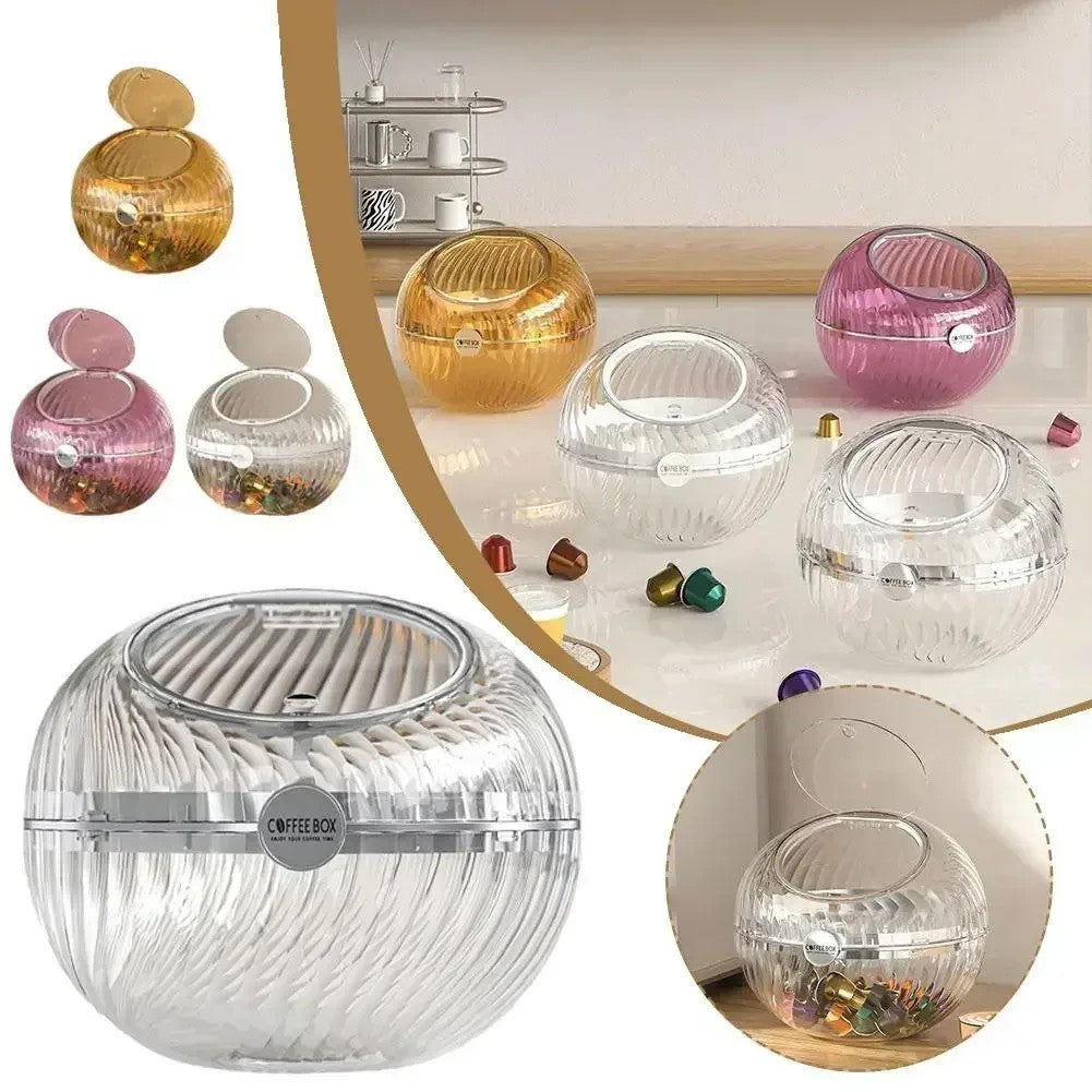 Transparent Spherical Coffee Capsules Storage Box Large Desktop