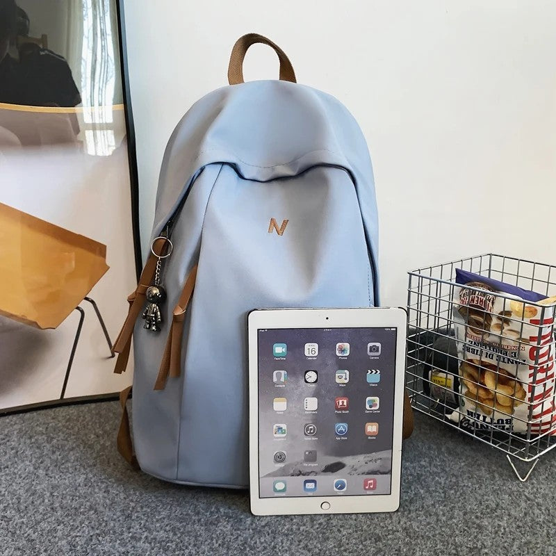 Fashion Man & Women's Nylon Cloth Solid Color Student Schoolbag