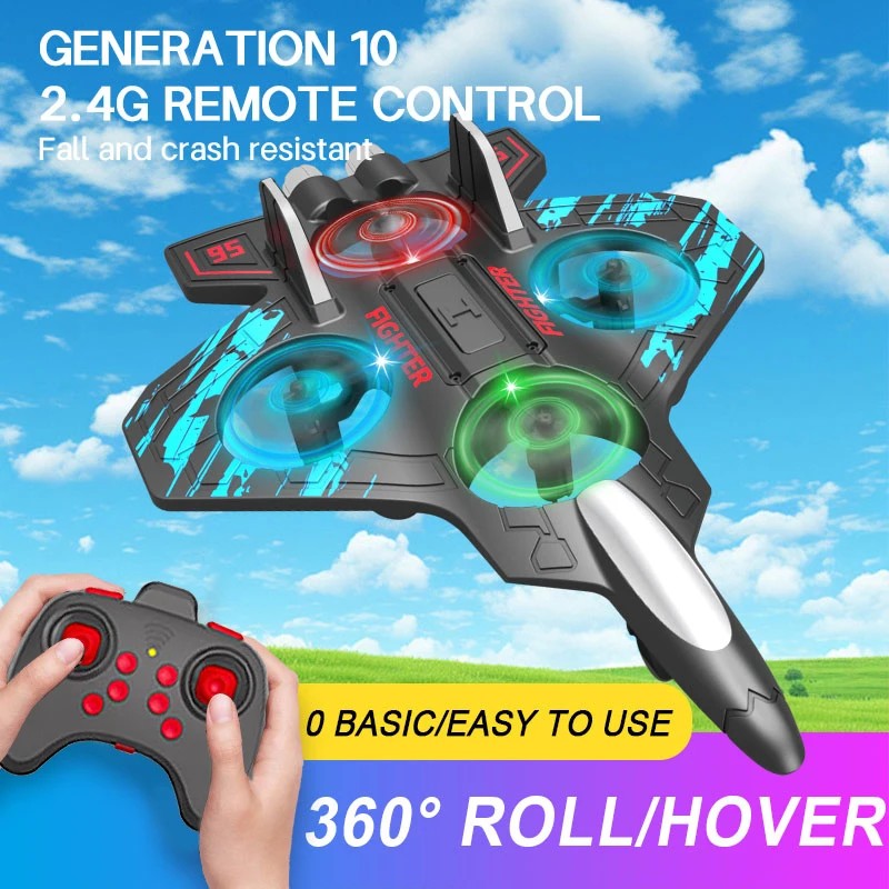 Glider Flying Helicopter RC Hobby Jet Plane 2.4G Stunt Remote Control Foam Fighter Airplane