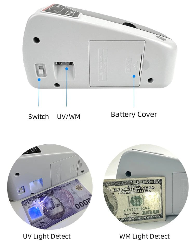 V30 with UV Light Portable Mini Handy Bill Cash Note Counting Machine