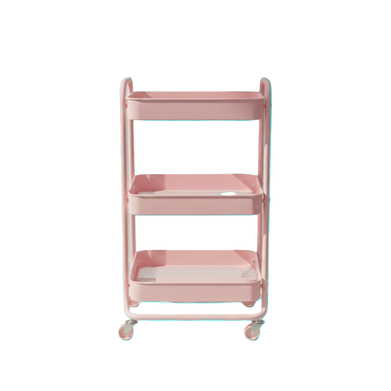 3-Tier Foldable Steel Trolley – Portable Multi-Purpose Storage Cart