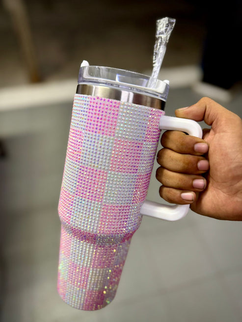 Pastel Mosaic Rhinestone Tumbler โ 20 oz Bling Travel Mug