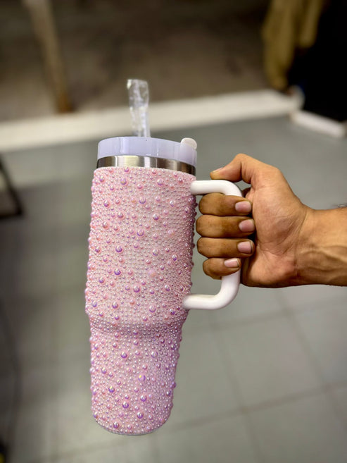 Pink Rhinestone Bedazzled Tumbler โ 20 oz Bling Travel Mug