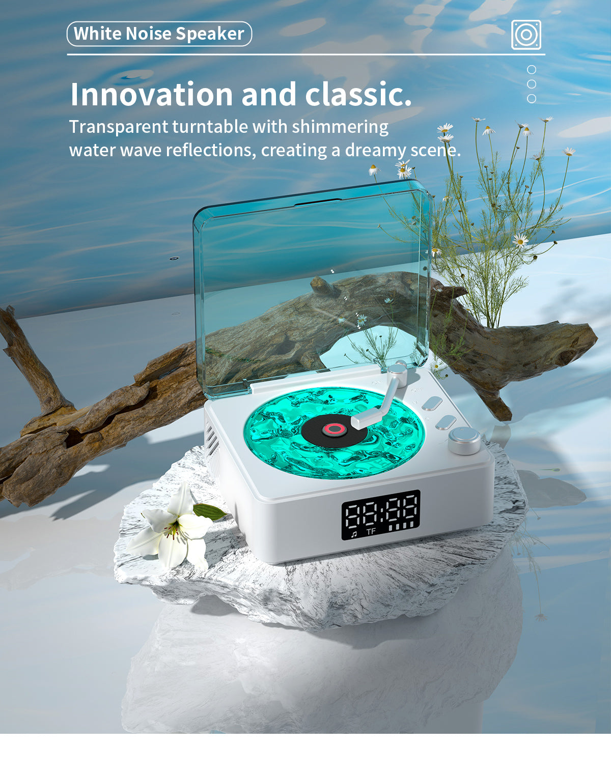 Mini Vinyl Player Sleep Aid Speakers White Noise Bluetooth Speaker Retro