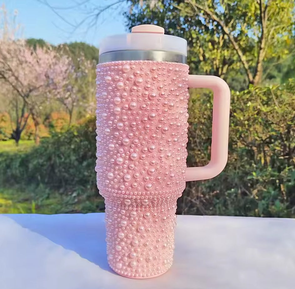 Pink Rhinestone Bedazzled Tumbler โ 20 oz Bling Travel Mug