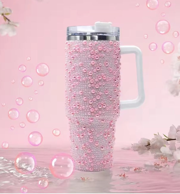 Pink Rhinestone Bedazzled Tumbler โ 20 oz Bling Travel Mug