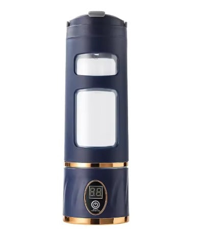 Portable Electric Blender Bottle (LED Display, USB Rechargeable) – Personal Smoothie & Shake Maker – Navy/White