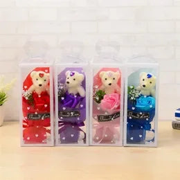 Rose Soap Flower Bear Bowknot heart favor Boxes Classical Artificial Flowers Christmas Valentine Day Present party