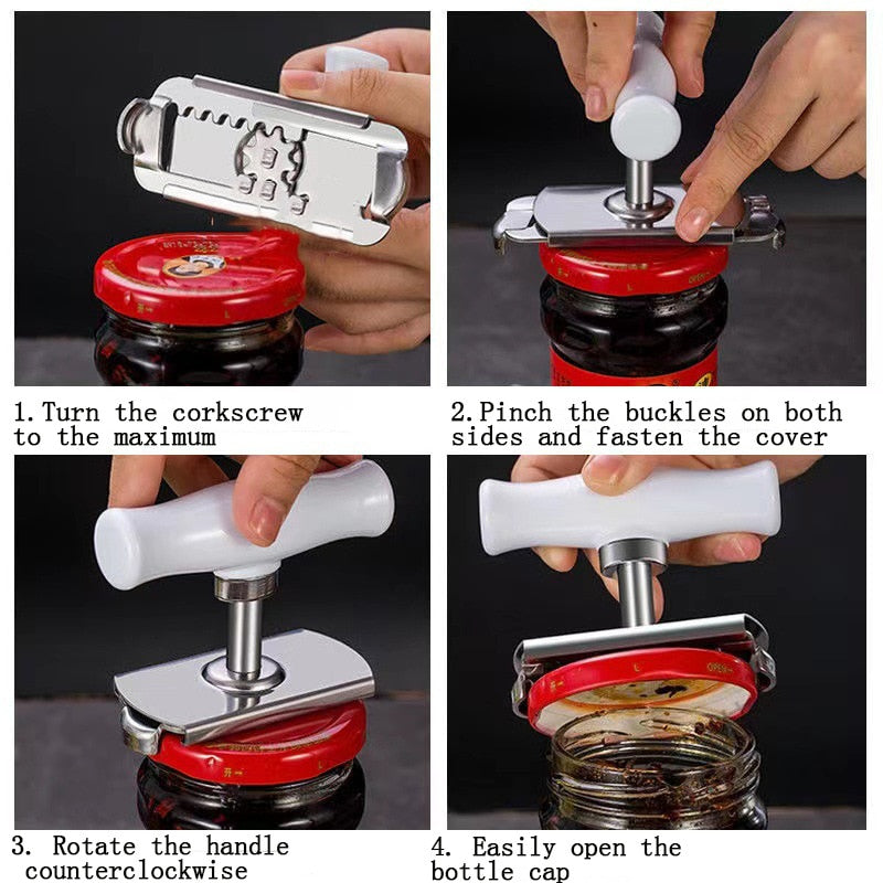 Heavy-Duty Stainless Steel Jar Opener – Effortless Lid Remover Tool for Kitchen | cheena.pk