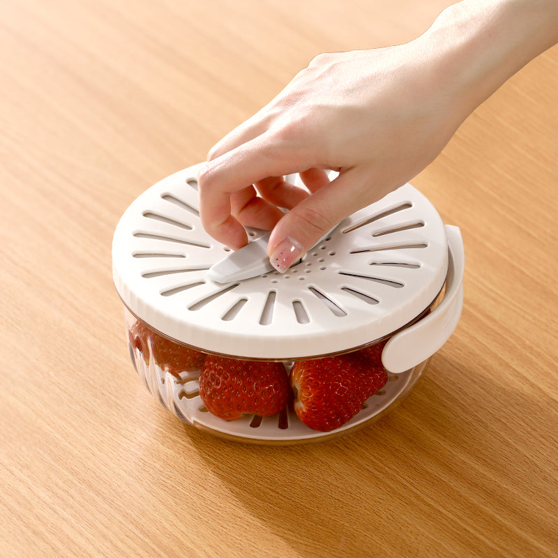 Folding Handle Drain Basket with Lid Fruit Vegetable Washing Bowl Kitchen Washing Basket Plastic Colander Water-Filtering Basin