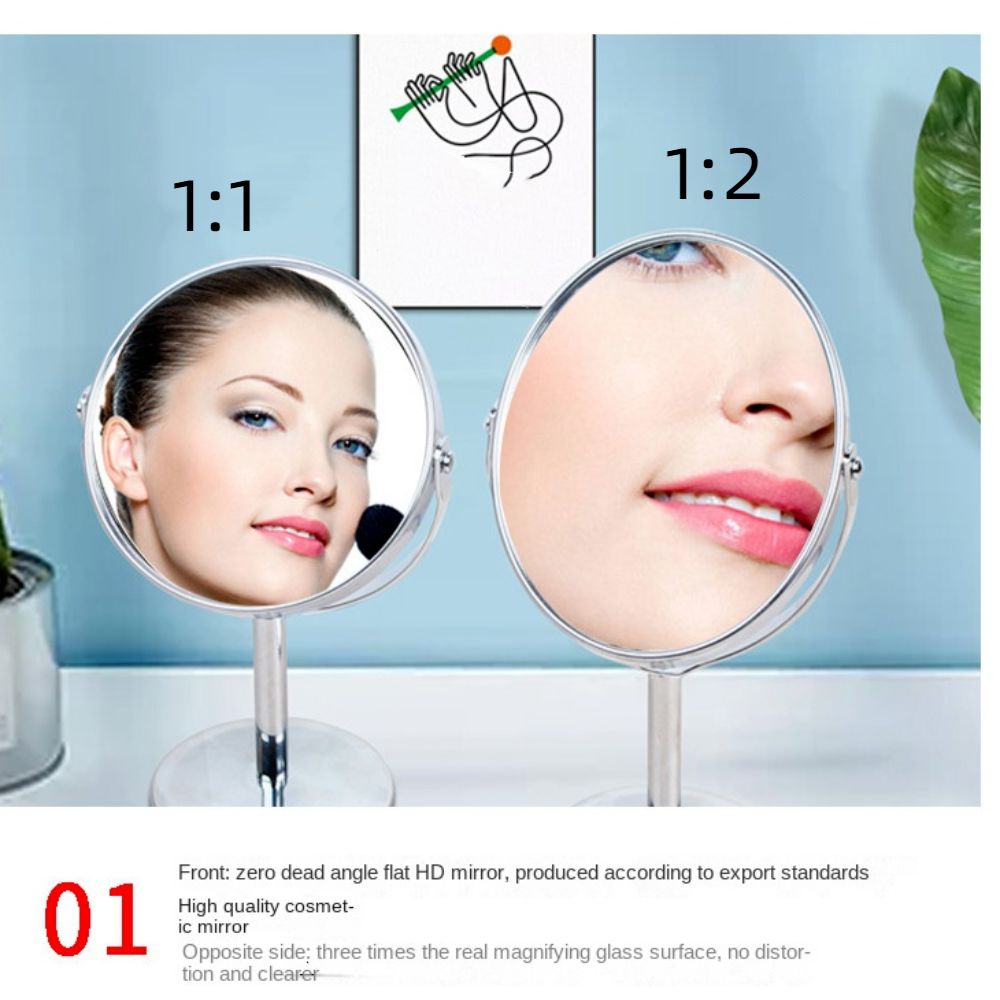 360° Rotatable Stand Makeup Mirror Desktop Double Cosmetic Mirror Oval Nordic Makeup Mirror Portable Small Mirror