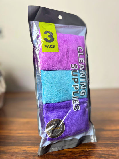 3-Pack Microfiber Cleaning Cloths – Lint-Free, Streak-Free Towels for Kitchen, Car, Glass & Home