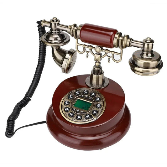 -European Retro Style Telephone Old Fashioned Phone Push Button Dial Desktop Wired Fixed Phone For Home Hotel Office Business