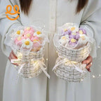 Wool Knitted Bouquet Simulation Puff Flower Classic Style Hand Bouquet Fabric Knitted Flower Bouquet