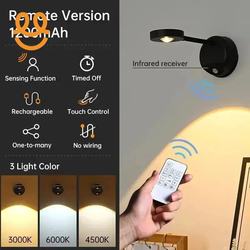 LED Motion Sensor Night Light Wireless USB Rechargeable with Remote Magnetic Wall Mount Indoor Lighting for Bedroom Hallway