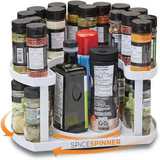 New Double Layer Rotating Spice Kitchen Storage Rack Holder Shelf Stand China Origin Household Goods Ground Installation
