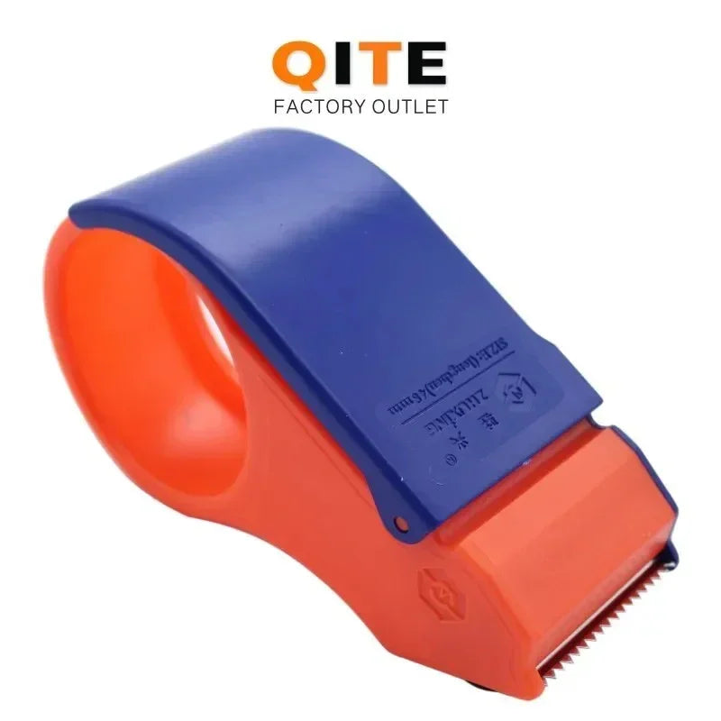Orange and blue handheld tape dispenser with serrated cutting edge, branded QITE Factory Outlet