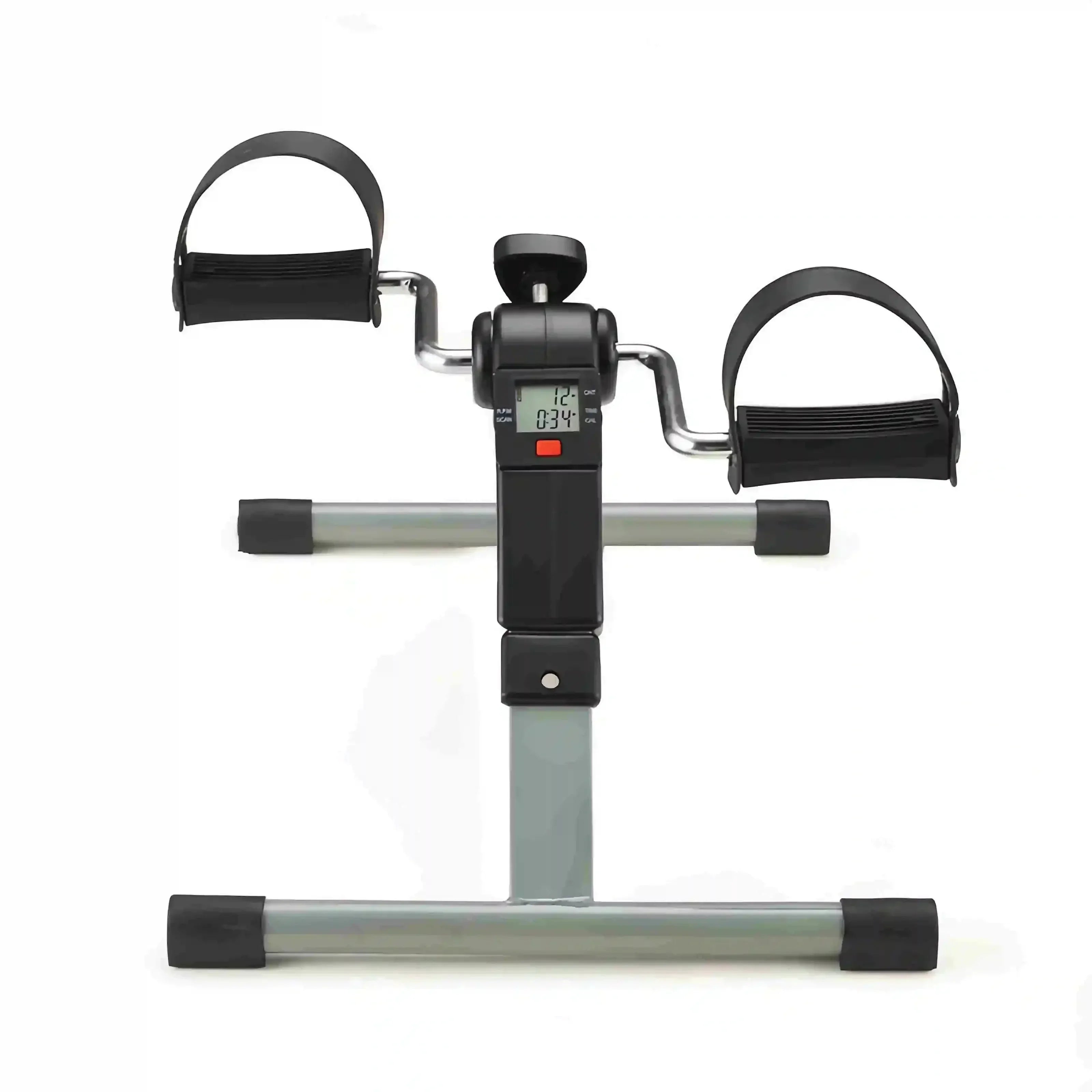 Compact pedal exerciser with adjustable straps and digital display for home fitness