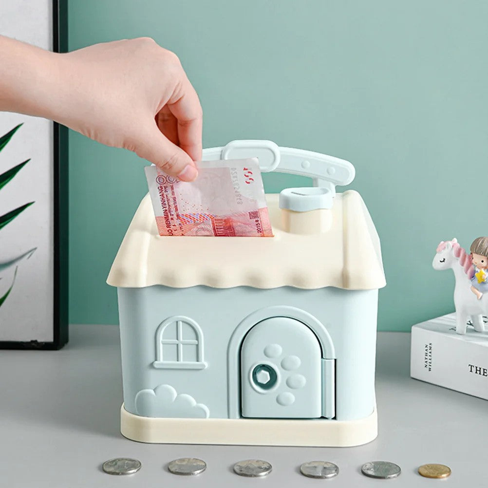 Durable Plastic Cartoon Piggy Bank Shape Coin Storage Pot Gift Blue Money Pot Cartoon Coin Container