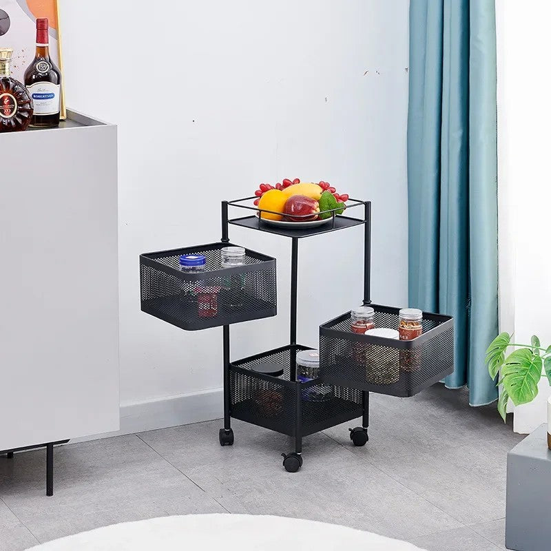 Multipurpose Rotating Storage Shelf Square Kitchen Organizer No Assembly Required
