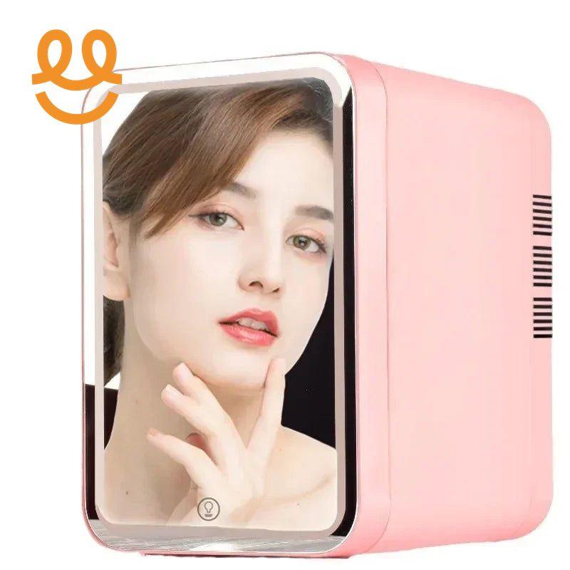 Mini Frigo Makeup Custom Portable Small Pink Refrigerator Cosmetic Skin Care Beauty Fridge With Led 4 Liter Mirror for Room