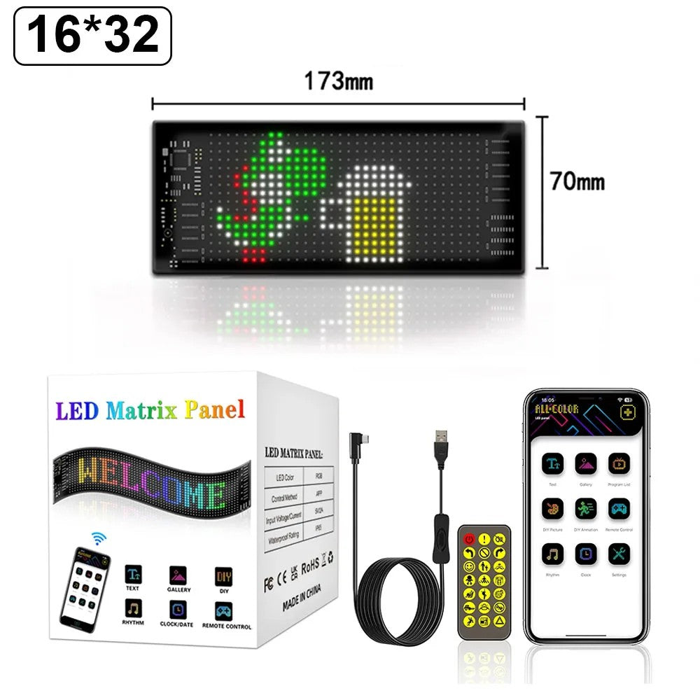 Devil Eye LED Matrix Pixel Panel Display Screen Flexible RGB Car Graffiti Scrolling Text Animation Shop Reminder Light Bluetooth