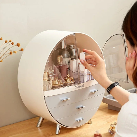 Makeup Organizer Brush Holder Cosmetic Storage Box with Dust Free Cover Portable Waterproof Lid Dust Proof Drawers for Lipstick