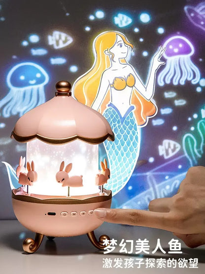 Rotating Starlight Projection Lamp Music Box Bluetooth Music Octave Box Dream Christmas Girl Child Gift