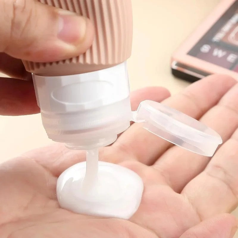4pcs Silicone Gel Portioning Bottles Set for Body Wash, Skincare Lotion, Thickened Silicone Bottles for Travel Portioning